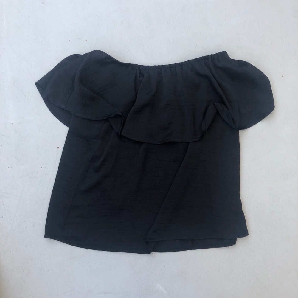 Black Silk Off the Shoulder Blouse